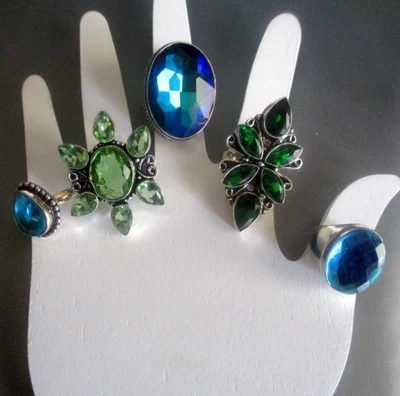 Lote Mixto de 5 Hermosos Nuevos Anillos de Moda de Piedras Preciosas Semipreciosas Foto 1 de 4