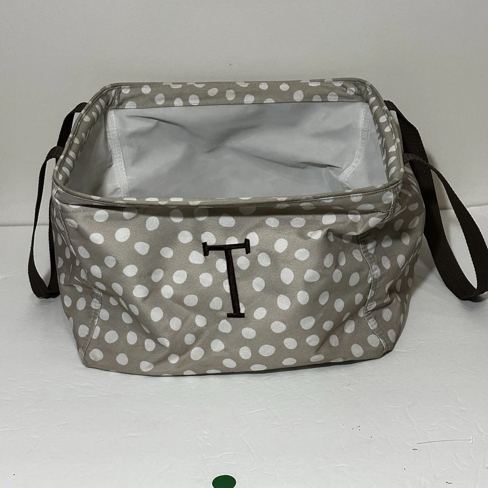 Thirty One Gifts 31 Discontinued Square Utility Tote Lotsa Dots T Embroidered  — 第 1/4 张图片