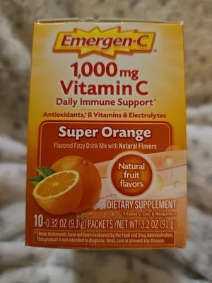 3 Pack (30 Packets Total) Emergen-C 1,000 mg Vitamin C ORANGE Drink Mix Ex 6/26 - Image 1 of 3