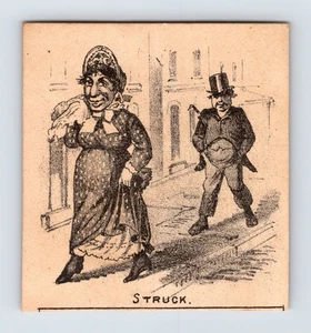 Struck Comic Caricature Couple 1890s Trade Card 2.75" x 2.5" - Picture 1 of 2