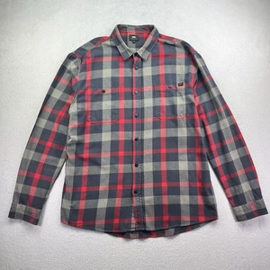 Edwin LABOUR Shirt Men's XL Red Grey Plaid Check Long Sleeve Button Up Flannel - Picture 1 of 16