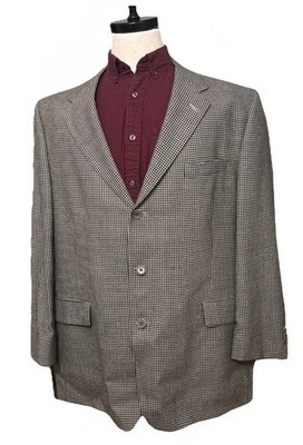 Daniel Cremieux Blazer Sportcoat 48R Wool Black Beige HoundsTooth 3 Button - Image 1 of 4