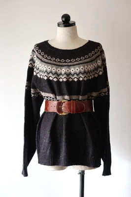 Suéter Tejido Esquí Cuello Redondo Original Impermeable Azul Marino Nordic Fair Isle Mujer XXL Foto 1 de 4