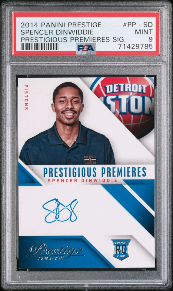 PSA 9 - SPENCER DINWIDDIE Auto 2014 Prestige Prestigious Premieres Signature RC - Image 1 of 2