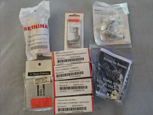 Lot of 9 Vintage Bernina Sewing Machine Feet Light Bulb Needle Plate NEW - Picture 1 of 13