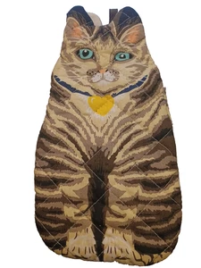 Vtg Cat Shaped Oven Mitt Boston Warehouse Kitten Blue Eyes tri color Potholder - Picture 1 of 4