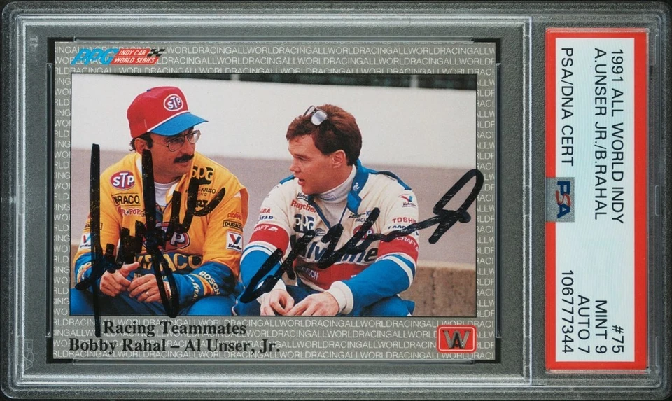 1991 All World PPG Indy Car World Series Al Unser Jr. Bobby Rahal #75 ~~AUTO!!~~ - Image 1 of 1