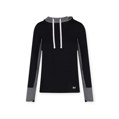 Under Armour ColdGear Hoodie Womens XS Black/Grey 4‑Way Stretch Thumbholes Warm - Image 1 of 4