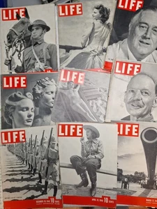Vtg Lot 9 Life Magazines 1940s Military Ads Cavalry Defense Fashion Stars War - Picture 1 of 24