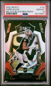 2022 PANINI SELECT #170 CHRIS OLAVE DIE-CUT BLACK/RED PRIZM GEM MINT PSA 10