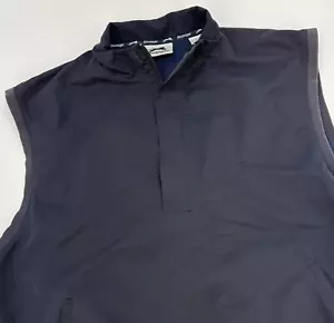 Slazenger Vest Men's Large Blue Solid Sleeveless Jacket Golf Pockets L - Picture 1 of 13