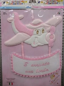 FIOCCO FIOCCHI NASCITA COCCARDA BENVENUTO FUORI PORTA ROSA AEREO - Bild 1 von 1