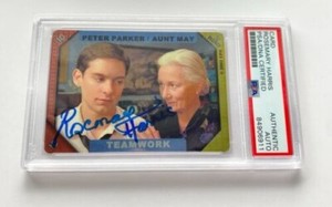 ROSEMARY HARRIS SIGNED SPIDERMAN TRADING CARD AUNT MAY PSA/DNA RACC MARVEL A