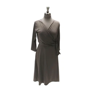 Women's Black Wrap Dress w/ 3/4 Length Sleeves - Picture 1 of 3
