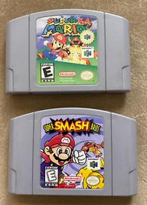 Super Mario 64 + Super Smash Bros Nintendo 64 N64 Authentic Game Lot Tested Rare - Picture 1 of 2