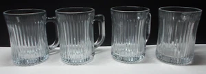 4 Starburst Clear Glass Coffee Mugs Ribbed 8 Oz Made in Indonesia - Picture 1 of 7