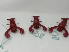 St. Nicholas Red Jingle Bell Lobster Metal Christmas Ornament 6 Inch Glitter