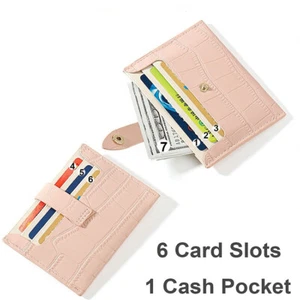 Para mujeres Pequeño Cuero PU Billetera de identificación Portatarjeta de crédito Delgado Frontal Bolsillo Bolso EE. UU. - Imagen 1 de 18
