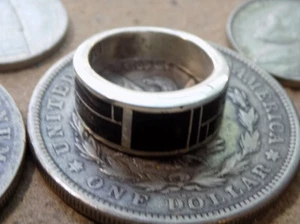 New Sterling Silver Jet Micro Inlay Ring Navajo Artist Alfred Tsosie Size 6 - Picture 1 of 6