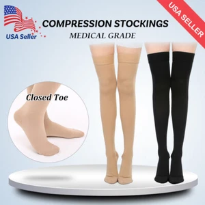 Compression Stockings 20-30 mmHg Prevent Support Socks Varicose Veins Edema Pian - Picture 1 of 14