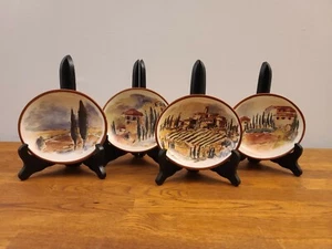 Set of 4 William Sonoma Paysage - Marc Lacaze 5 5/8" Oval Dip Bowls/Plates - Picture 1 of 10