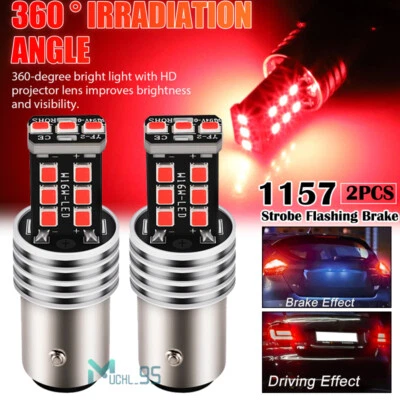 2x 1157 LED luz estroboscópica roja intermitente bombillas de freno luz trasera Foto 1 de 4