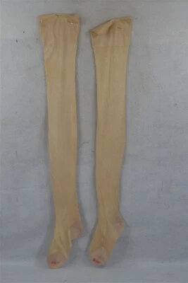  Medias antiguas largas seda cosidas color marfil pies 8 pulgadas original 1920 Foto 1 de 3
