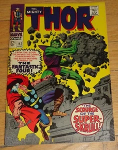 THOR #142 JACK KIRBY CLASSIC GLOSSY BRIGHT VF 1967 SUPER SKRULL - Picture 1 of 1