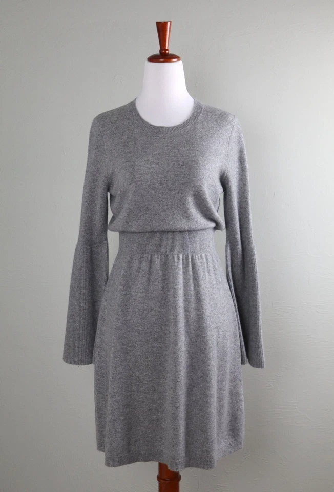 Vestido Suéter THEORY $395 Tejido Suave Punto Mixto 100% Cachemira Campana Talla Mediana Foto 1 de 4