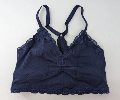 Bralette Torrid Curves para mujer talla 0 D/DD azul marino acanalado espalda deportiva sin forro Foto 1 de 4