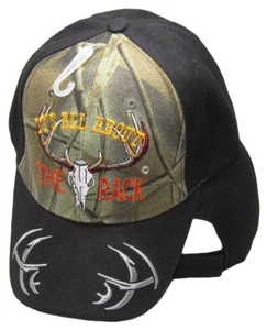 It's All About The Rack Calavera de Ciervo Camuflaje Negro Billete Bordado Gorra CAP917A Sombrero - Imagen 1 de 5