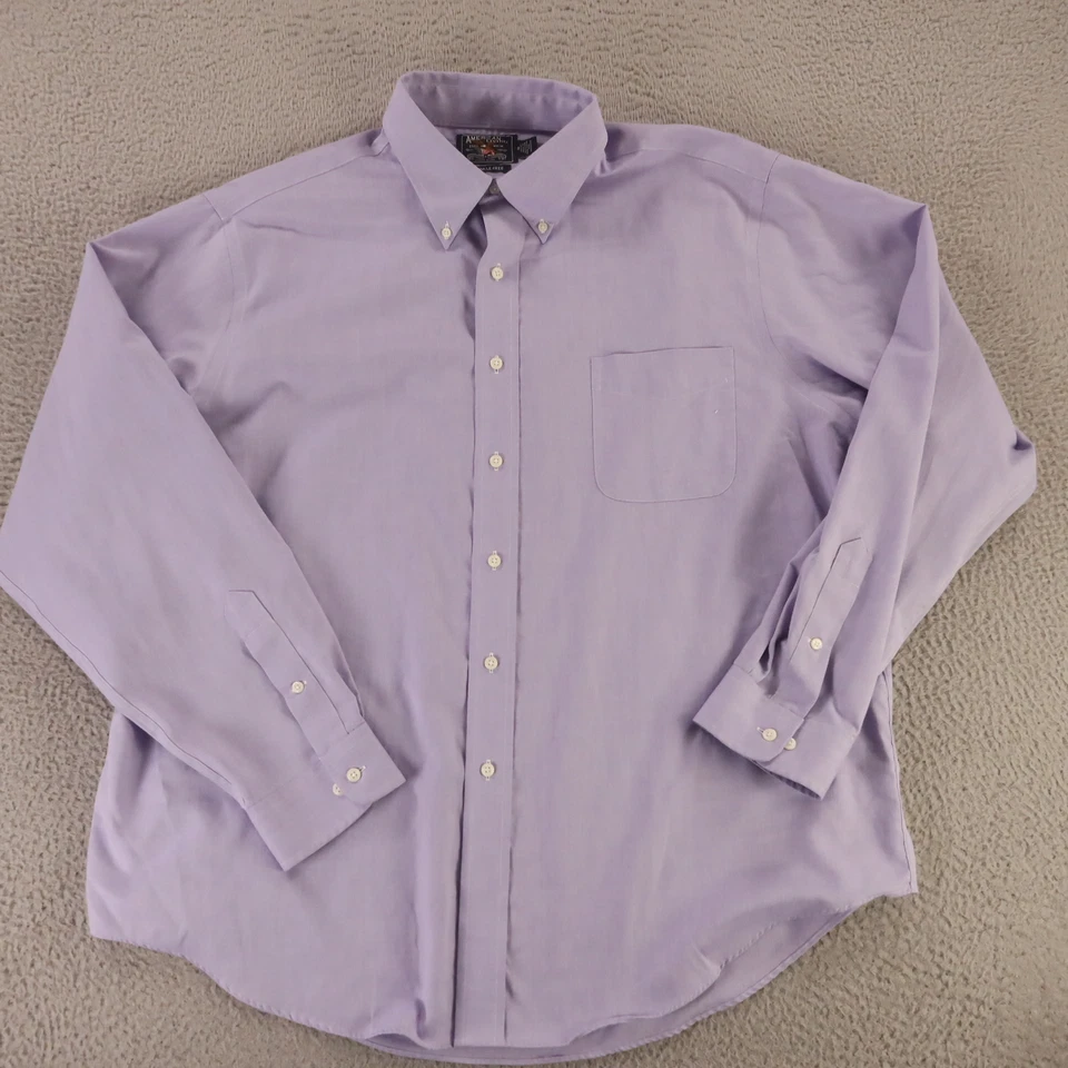Camisa American Living Para Hombres 2XL 2XLT 18 36/37 Púrpura Mezcla de Algodón Sarga Abotonada Foto 1 de 4