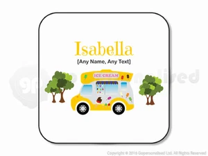 Personalised Gift Ice Cream Van Coaster Cone Scoop Driver Vendor Truck Square #4 - Picture 1 of 3