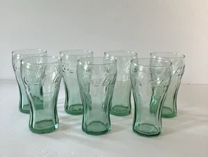 Libbey Coca Cola Coke Drinking Glasses Juice 4.5" Green Tinted 6.25 oz 4.5" Tall - Picture 1 of 11