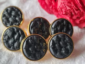 Lot 6 boutons doré acrylique pied noir coeur effet charbon 1,8 cm ref 1674 - Imagen 1 de 2
