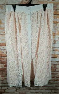 BNWT Womens Sz 14 Liz Jordan Midi White Peach Lace Button Skirt RRP $129.99 - Bild 1 von 2