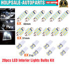 20/40Pcs Set Led Interior Lights Bulbs Car Trunk Dome License Plate Lamps 6500K