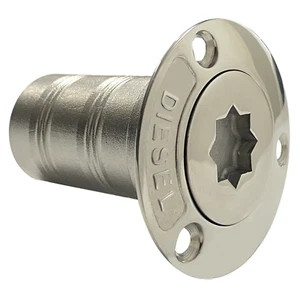 Marine 38mm Deck Filler FUEL Thru Hull Stainless Steel Hardware Top Plum Shape - Foto 1 di 4