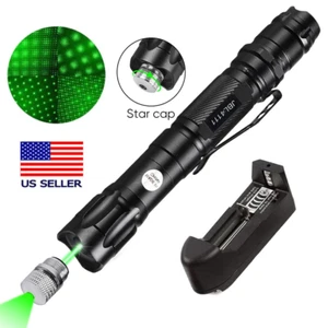 6000Miles Green Laser Pointer Lazer Pen Visible Beam Light + Battery + Charger - Picture 1 of 16