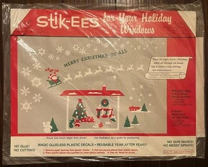 Decorazioni Natalizie Notte Prima Camino Vintage Stik-EES Finestra Attacchi NUOVO - Foto 1 di 4