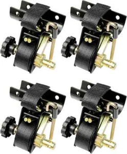 4x Ladder Rack Ratchet Straps w/ J-Hook 1.5"x7.5' Black Retractable Tie/Hardware - Foto 1 di 11