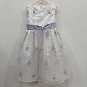 Rare Editions Girls Size 6 White Lavender Floral Formal Dress - Picture 1 of 12