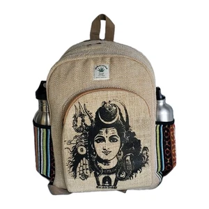 Zaino grande in pura canapa con ricamo - Foto 1 di 10