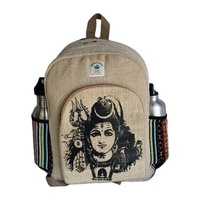 Mochila grande bordada de cáñamo puro Foto 1 de 4