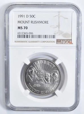 MS70 1991-D Mount Rushmore Commemorative Half Dollar NGC *9741 - Image 1 of 4