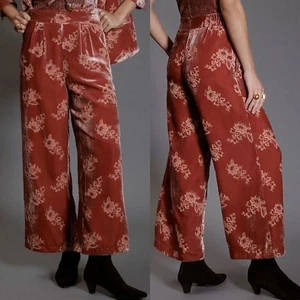 Neu mit Etikett Anthropologie Hutch geblümt Samt weites Bein Burnout Hose pink Damen XS - Bild 1 von 7