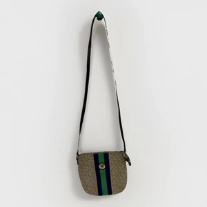 Tommy Hilfiger Bolso Cartera Suave Dorado Lona Azul Marino con Cinta Verde Bandolera - Imagen 1 de 11