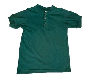 Vintage 90s Youth 4T Tshirt Green Cotton Preppy Button Shirt Sleeve - Picture 1 of 7