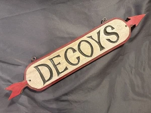 Antique Folk Art Carved Wooden Painted DECOYS Directional Advertising Sign - Picture 1 of 11