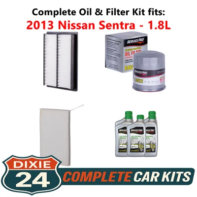 2013 Nissan Sentra 1.8L Complete Air, Oil & Cabin Filter Kit (0W-20) Foto 1 de 4
